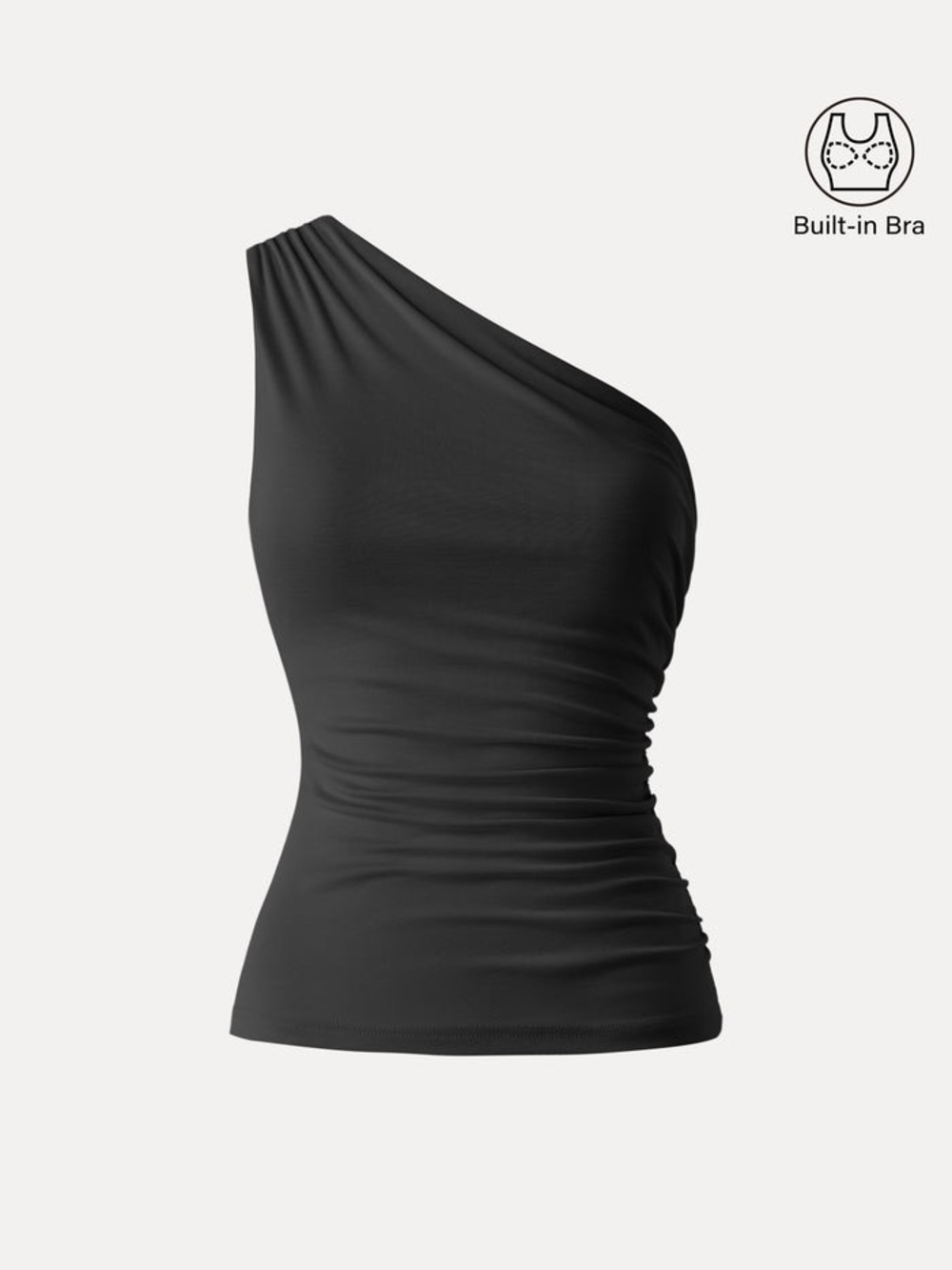 OGL Sandwashed One Shoulder Ruched Bra Tank in Black size Small. New with tag